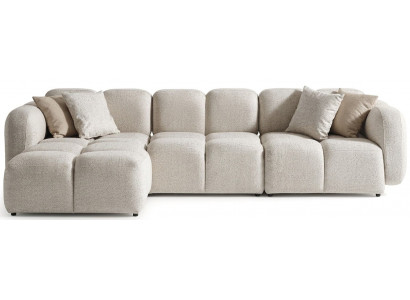 Ecksofa L Form Beige Stoffbezug Modern Wohnzimmer komfortabel