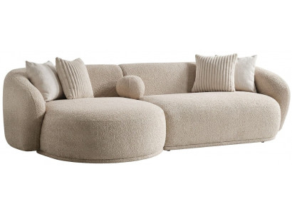 Ecksofa L-Form Beige Stoffbezug Modern Wohnzimmer komfortabel