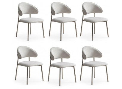 6x Stühle Modern Beige Luxuriös Elegant Esszimmerstuhl Minimalistisch