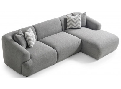 Ecksofa L-Form Grau Stoffbezug Stil Modern Wohnzimmer bequem