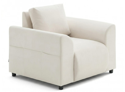 Hellbeiger Sessel mit Kissen moderner Polstersessel aus Stoff  Wohnzimmer