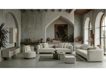 Luxuriöses Wohnzimmer-Set 4-Sitzer-Modulsofa Sessel Couchtisch TV-Möbel schrank