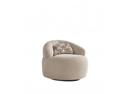 Sessel Modern Beige Rund Elegant Polstersessel Cocktailsessel Lounge