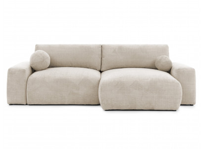 Beiges L-förmiges Sofa Stoffsofa mit Schlaffunktion Wohnzimmermöbel