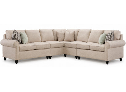 Beiges luxuriöses Ecksofa L-Form Wohnzimmer Bequem Weich Modern Elegant