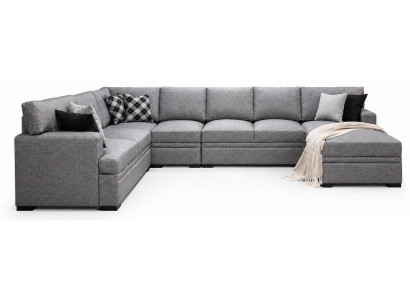 Graues Wohnlandschaft U-Form großes Sofa Wohnzimmer Modern Hochwertig