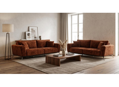 Braune Elegante Couchgarnitur Designer Stoffsofas Polstercouchen