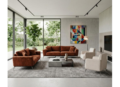 Hochwertige Wohnzimmer Polstergarnitur Designer Sofas Stoffsessel