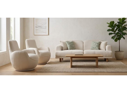 Sofa Sessel Beige Stil modern Wohnzimmer bequem komfortabel