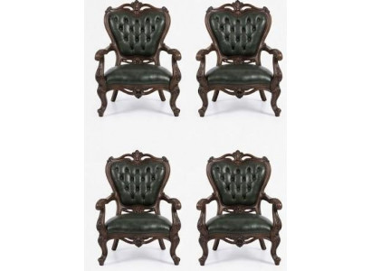 Edle Klassische 4x Chesterfield Sessel Grüner Sessel-Set Luxus Möbel
