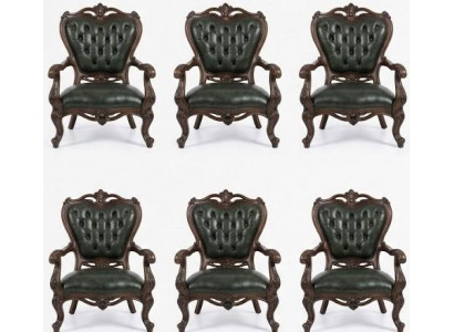 Klassische Chesterfield 6x Sessel Einzigartige Ledersessel Set