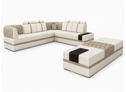 Luxuriöses weiches Ecksofa Kunstleder bequem modern stilvoll Polstermöbel Set *