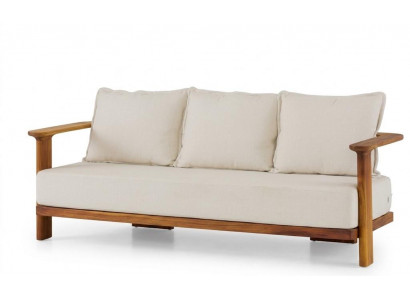 3-Sitzer Gartensofa Modern Beige Kissen Elegantes Stilvolles Komfort