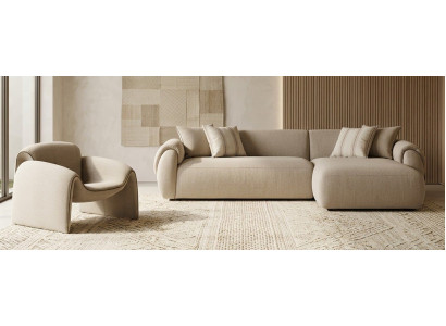 Ecksofa L Form Sessel Beige modern bequem komfortabel Wohnzimmer