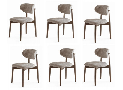 Beiges Stuhl-set 6x Esszimmerstühle Polsterstühle Designerstühle Moderner Stil