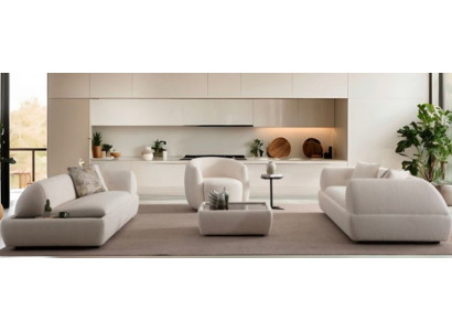 Sofa Sessel Beige Stil Modern Wohnzimmer komfortabel bequem