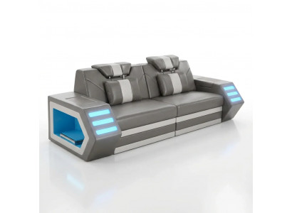 Premium 2-Sitzer Sofa Kunstleder mit LED Beleuchtung Polstersofa