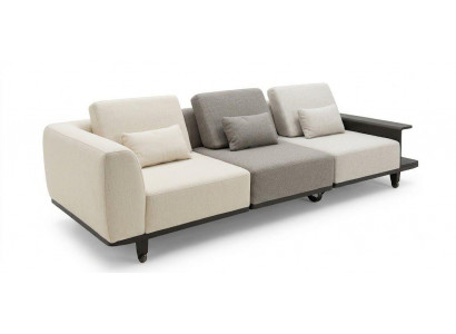 Sofa 4-Sitzer modern weiß Wohnzimmer elegant Minimalismus Holz