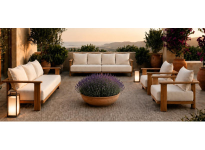 Gartenlounge Set Beige Neu 4-Sitzer 3-Sitzer Sofa Sessel Kissen Modern