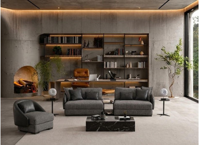 3-Sitzer Sofa Sessel Grau Wohnzimmer Stil Modern praktisch