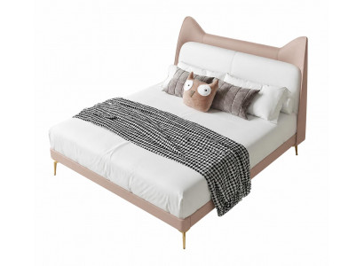 Beiges modernes Kinderbett Jugendbett Leder für Mädchen Kindermöbel