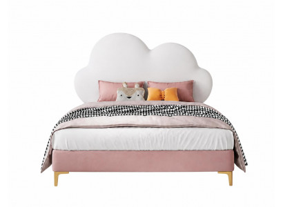 Weiß-rosa Kinderbett Wolke für Mädchen Jugendbett Leder Kindermöbel