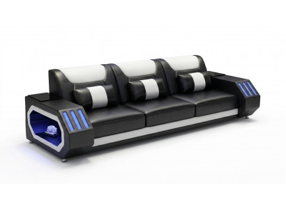 Sofa 3-Sitzer Modern Schwarz Futuristisches Design Premium Wohnsofa