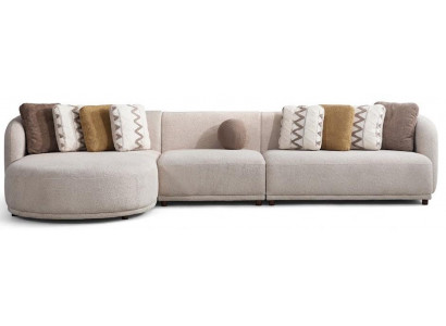 Ecksofa L Form Beige Stil Modern geräumig bequem komfortabel