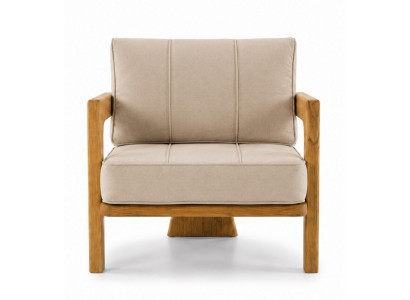 Gartensessel Modern Naturholz Beige Kissen Elegant Stilvoll Komfort