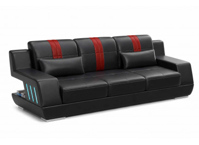 Luxuriöses 3-Sitzer Sofa in Schwarz mit LED-Licht für moderne Wohnzimmer