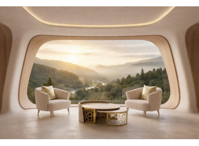 Sessel Set mit Gold Akzenten Couchtisch Luxus