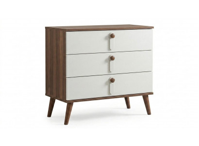 Weiß-Braune Luxus Kommode Designer 3x Schubladen Edle Holzmöbel