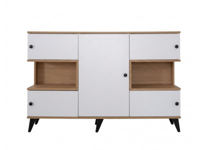 Weiße Holzkonsole Kommode mit Regalen Designermöbel  Wohnzimmermöbel