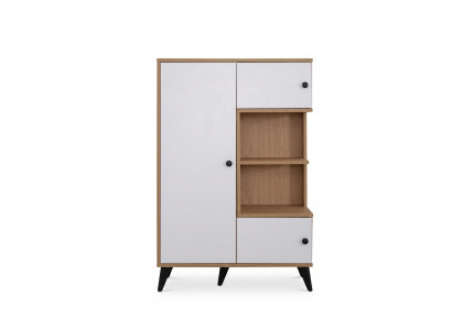 Weißes praktisches Bücherregal großes Schrank mit Regalböden Wohnzimmer