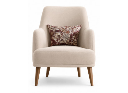 Sessel Beige Stoff Holzbeine Modern Polstersessel Wohnzimmer