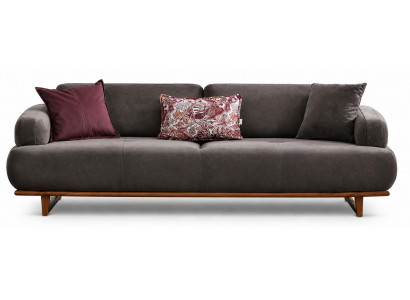 Sofa Grau Stoff Holzgestell Modern Wohnzimmer Polstersofa