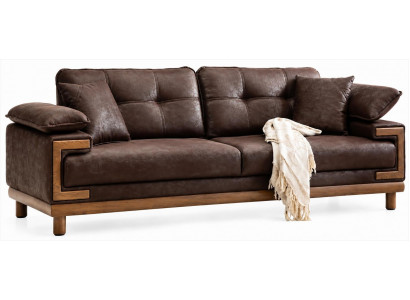 Sofa Braun Modern Holz Polstersofa Wohnzimmer Komfort Design