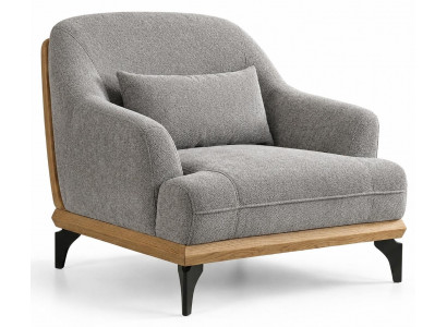 Sessel Grau Modern Stoff Holz Metall Polstersessel Wohnzimmer Design