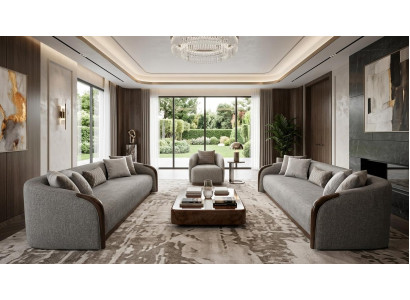Sofa Set 3-Sitzer Sofa Sessel Hochwertig Modern Gepolstert