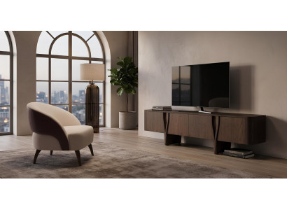 Wohnzimmer Set Sessel TV-Lowboard Modern Stabil Komfortabel Haptisch