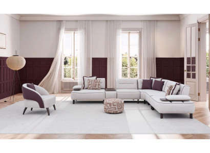 Wohnzimmer Set Ecksofa Sessel Modern Modulär Zweifarbig Einzigartig