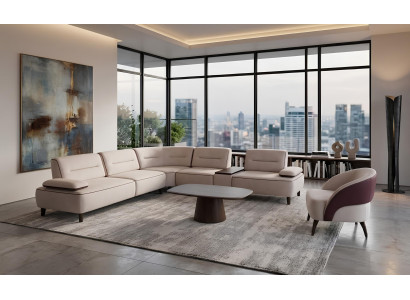 Wohnzimmer Set Ecksofa Couchtisch Sessel Modern Geometrisch Skulptural