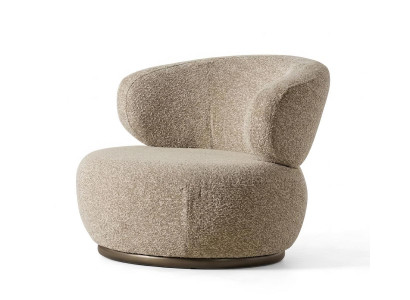 Sessel Drehsessel Modern Beige Edel Luxus Design Boucle Polstersessel