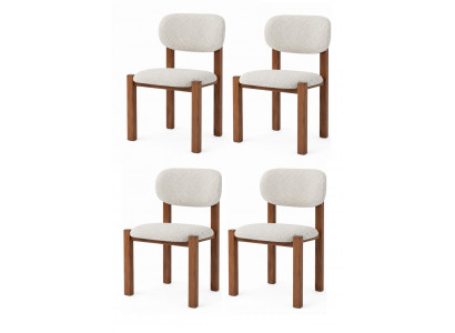 4х Stühle Modern Braun Weiß Ergonomisch Kompakt Elegant Stabil Bequem