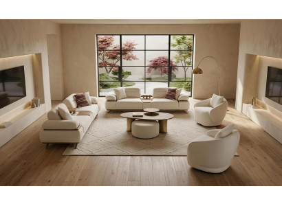 Sofa Set Sofa Sessel Couchtisch Hocker Modern Edel Luxus Garnitur