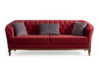 Bordeauxrotes 2-Sitzer-Sofa aus Stoff mit Kissen modern Wohnzimmermöbel