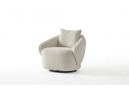 Sessel Drehsessel Modern Weiss Edel Luxus Design Boucle Polstersessel