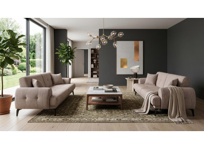Beiges Wohnzimmer-Set 2-Sitzer-Sofas Stoffsofas Designermöbel luxuriöse