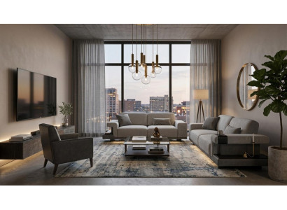 Wohnzimmer Set mit 3+3 Sitzern im modernen und eleganten Stil