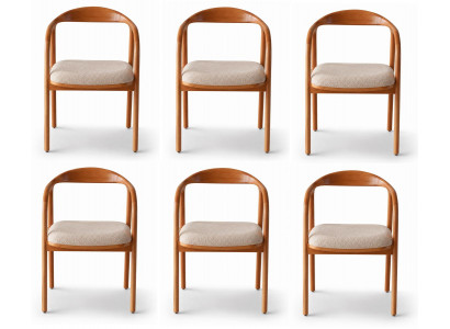 6х Rahmenstuhle Modern Beige Ergonomisch Hölzern Gepolstert Stabil